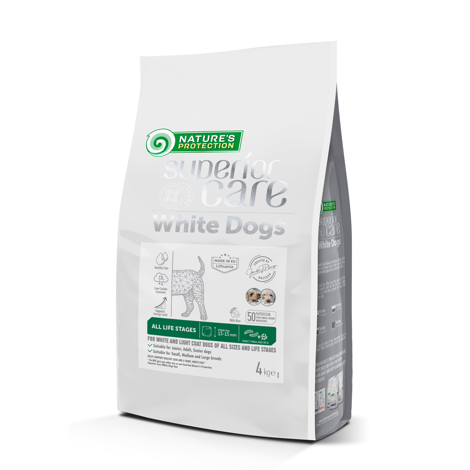 Сухий корм Nature’s Protection (Натур Протекшн) Superior Care Dog Insect White Dogs All Life Stages All Breeds для собак будь-якого віку та усіх порід з білим забарвленням з білком комах 4 кг (арт NPSC47598) original1