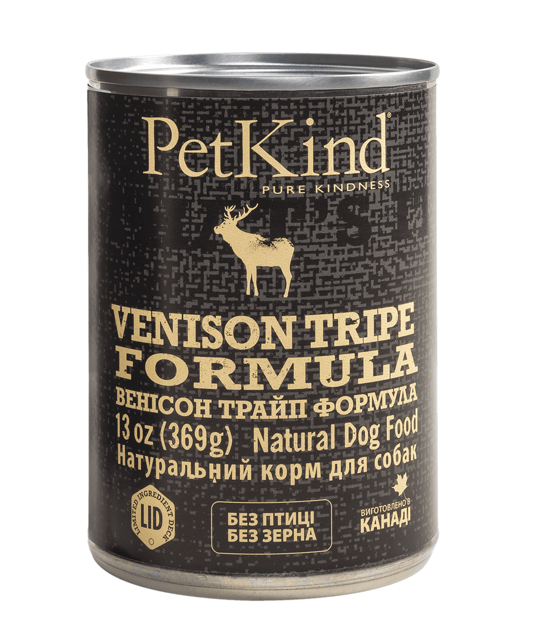 Влажный беззерновой корм PetKind (ПетКайнд) Dog Grain Free Venision Tripe Formula All Life Stages All Breeds для собак всех возрастов и всех пород с мясом говядины, оленины и говяжьим рубцом 369 г (арт Pk00560) original1