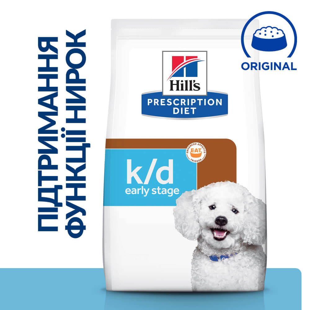 Сухой лечебный корм HILL’S (Хилс) PD k/d Kidney Care Early Stage Chicken для взрослых собак на ранних стадиях заболевания почек с курицей 1.5 кг (арт 605881) original2