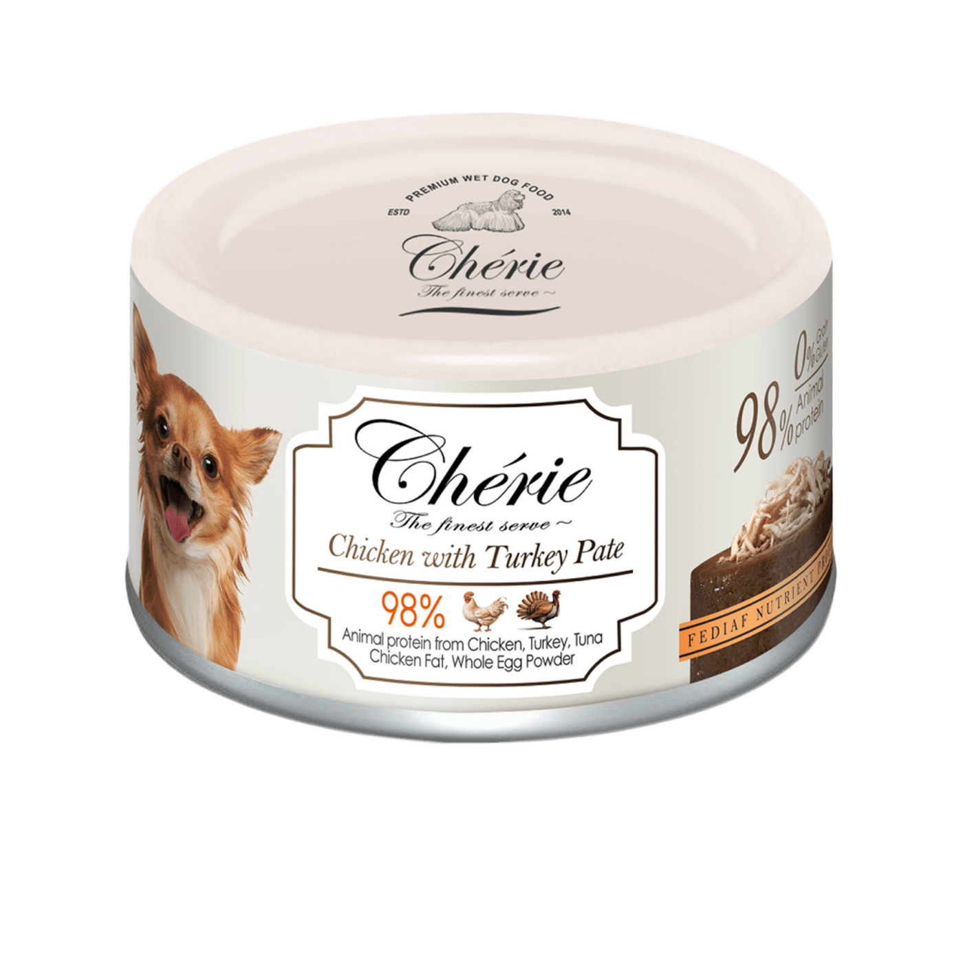 Вологий беззерновий корм Cherie (Чері) Dog Grain Free Chicken & Turkey Pate All Life Stages All Breeds для собак будь-якого віку та усіх порід паштет з м’ясом курки та індички 80 г (арт CHT24702) original1