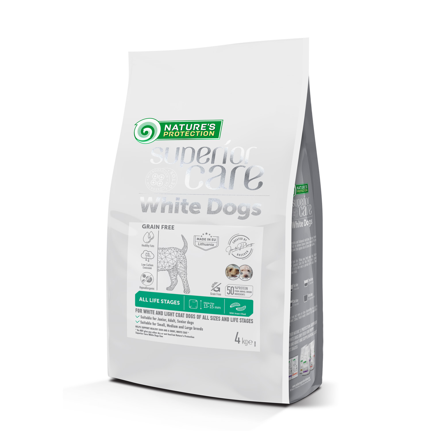 Сухий беззерновий корм Nature’s Protection (Натур Протекшн) Superior Care Dog Grain Free Insect White Dogs All Life Stages All Breeds для собак будь-якого віку та усіх порід з білками комах 4 кг (арт NPSC47600)