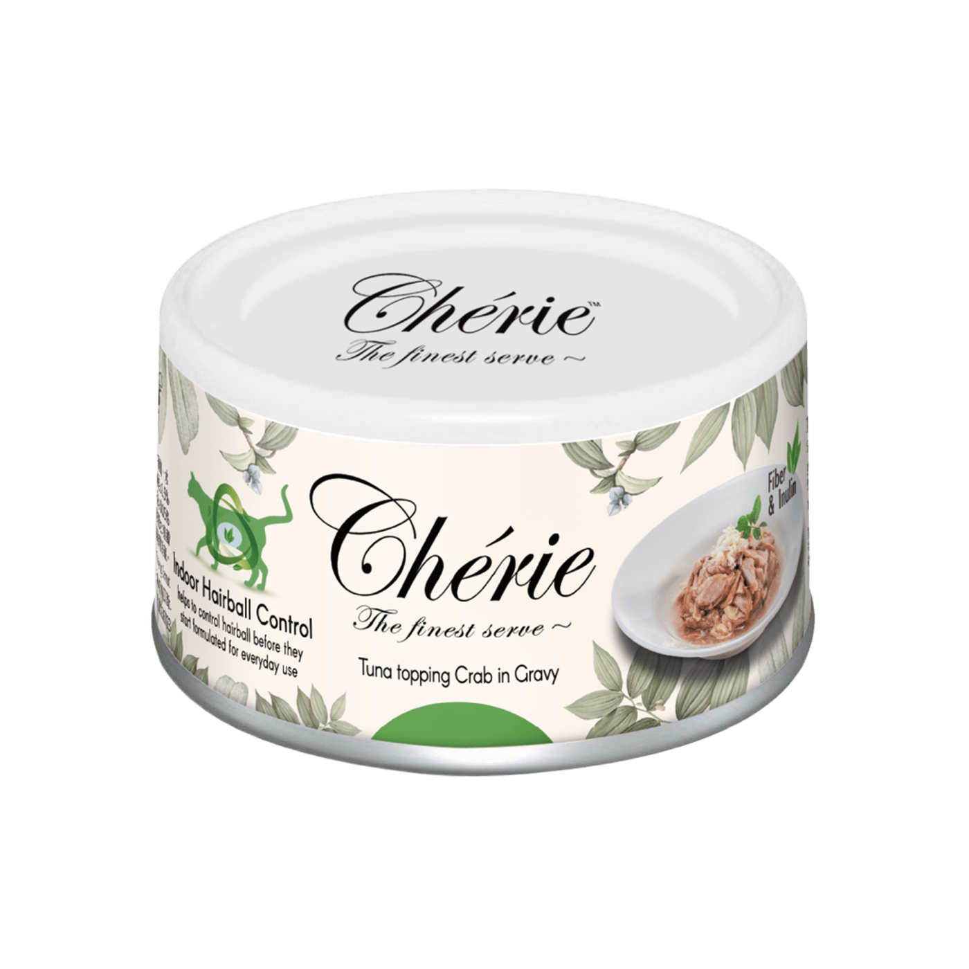 Вологий беззерновий корм Cherie (Чері) Cat Grain Free Tuna & Crab Hairball All Life Stages для котів будь-якого віку для виведення грудок шерсті шматочки в соусі з м’ясом тунця та крабом 80 г (арт CHT17002) original1