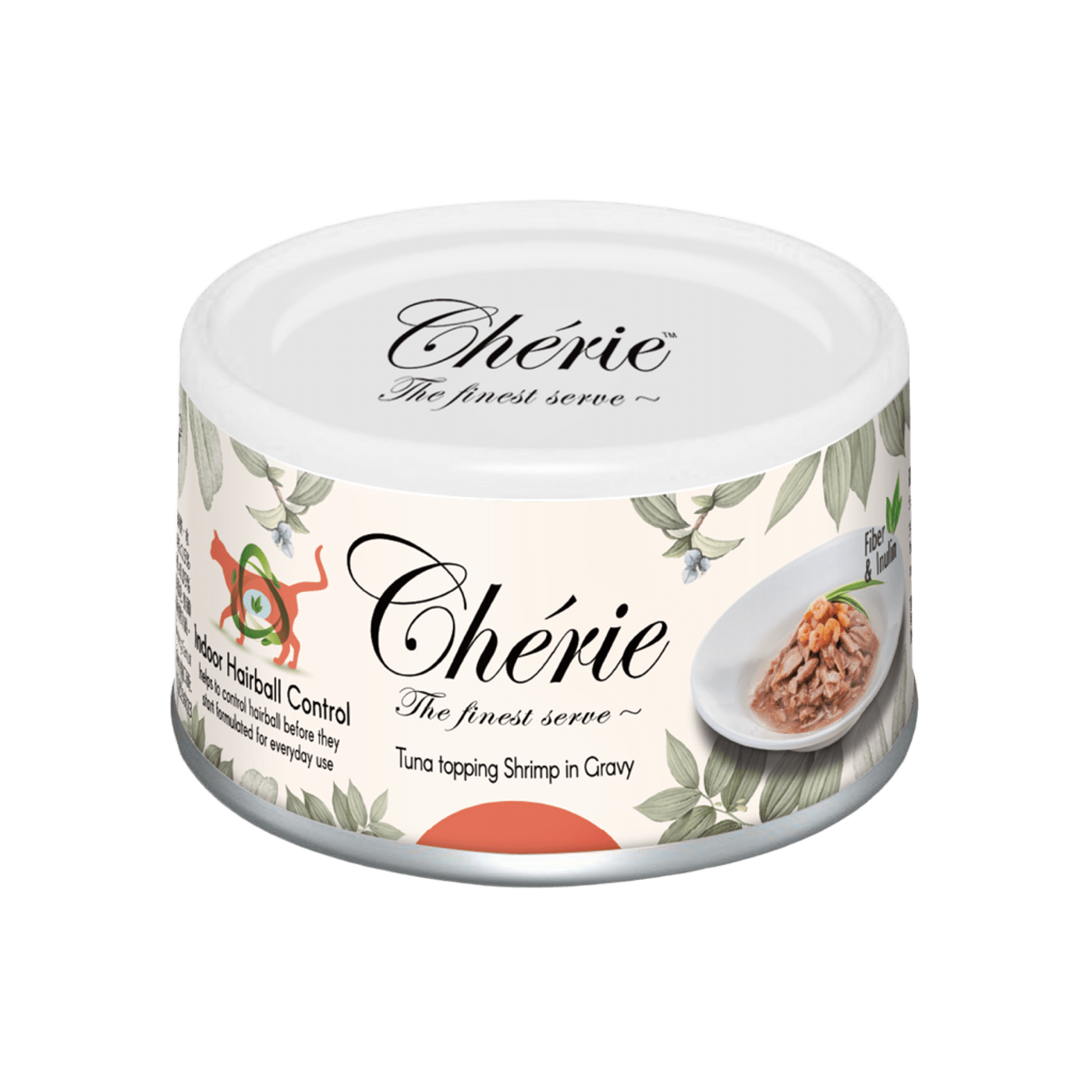 Влажный беззерновой корм Cherie (Чери) Cat Grain Free Tuna & Shrimp Hairball All Life Stages для котов всех возрастов для выведения грудок шерсти кусочки в соусе с мясом тунца и креветками 80 г (арт CHT17005) original1
