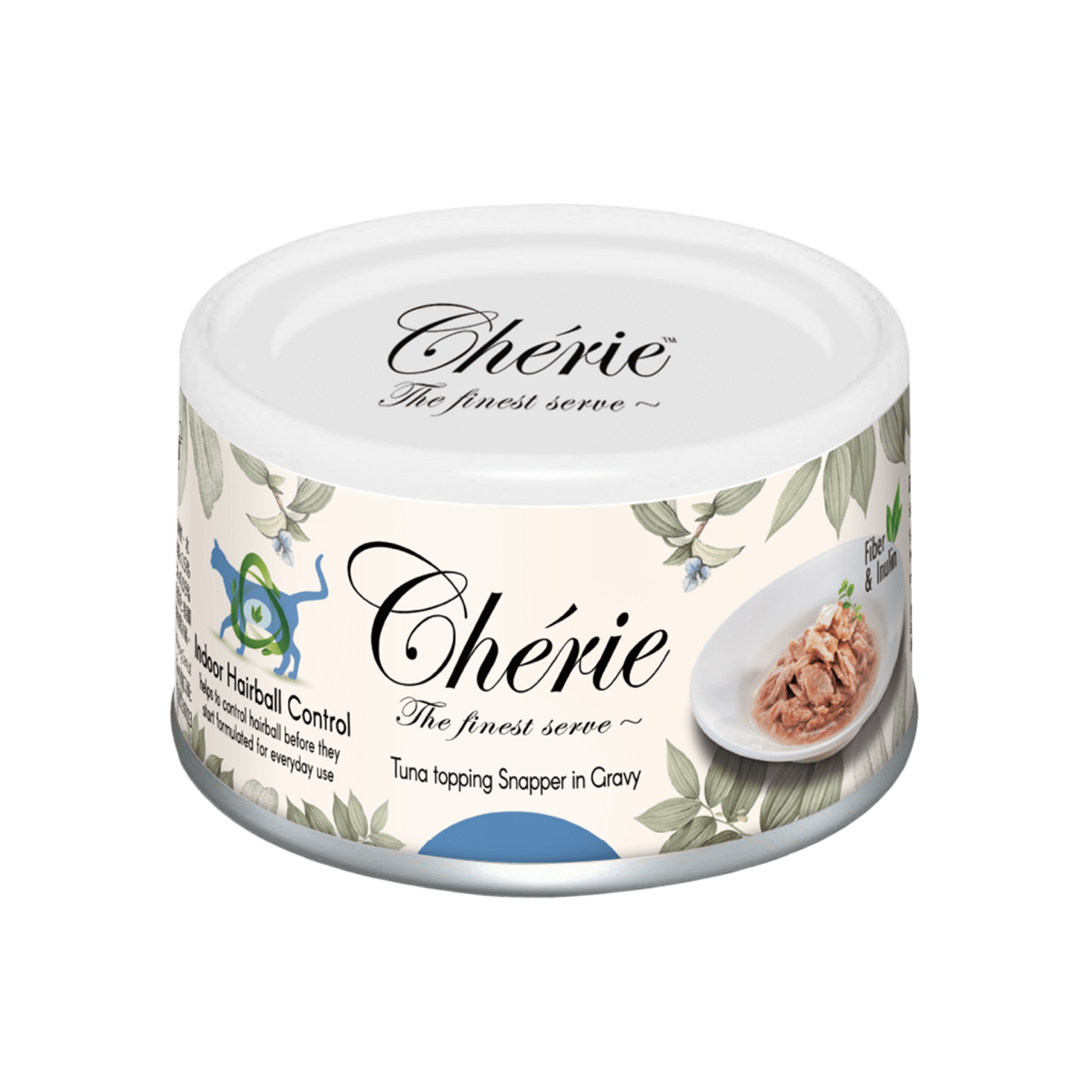 Вологий беззерновий корм Cherie (Чері) Cat Grain Free Tuna & Snapper Hairball All Life Stages для котів будь-якого віку для виведення грудок шерсті шматочки в соусі з м’ясом тунця та луціаном 80 г (арт CHT17003) original1