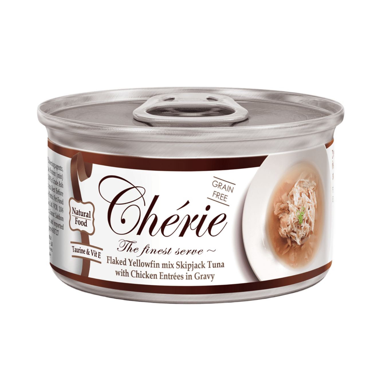 Влажный беззерновой корм Cherie (Чери) Cat Grain Free Tuna & Chicken All Life Stages для котов всех возрастов кусочки в соусе с мясом тунца и курицы 80 г (арт CHS14304) original1