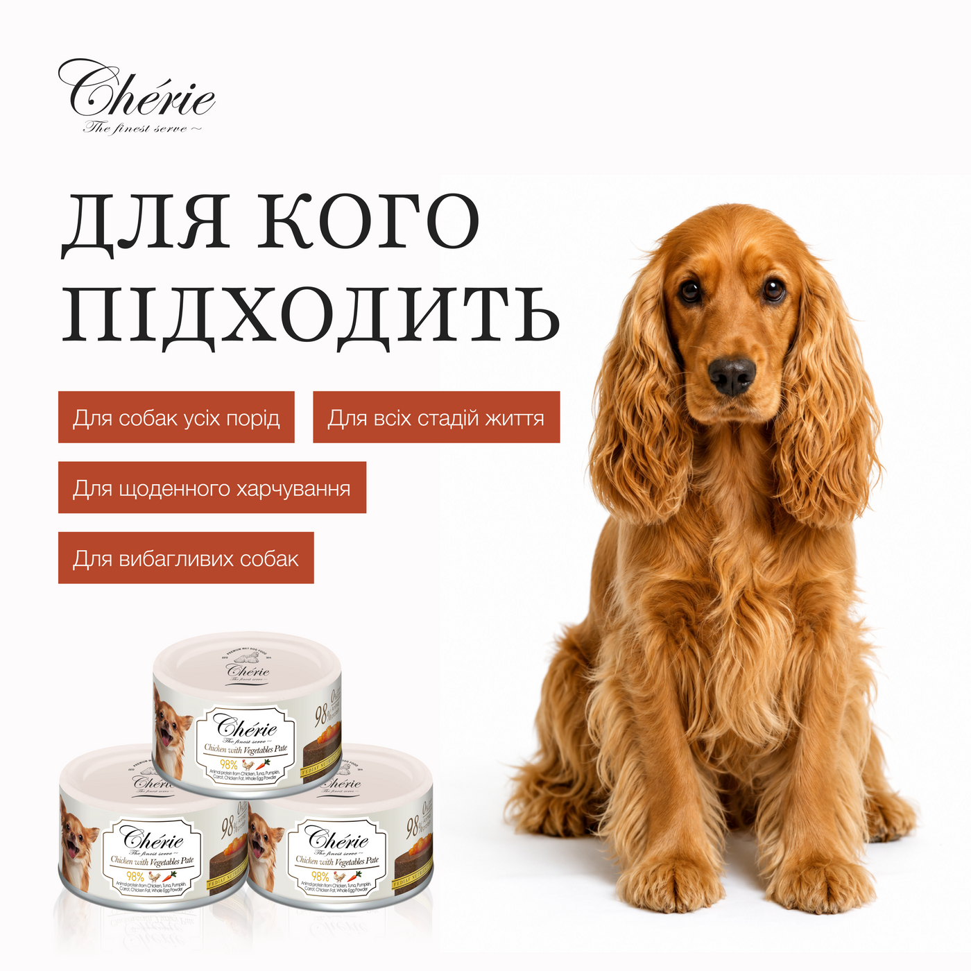 Влажный беззерновой корм Cherie (Чери) Dog Grain Free Chicken & Vegetables Pate All Life Stages All Breeds для собак всех возрастов и всех пород паштет с мясом курицы и овощами 80 г (арт CHT24706) original5