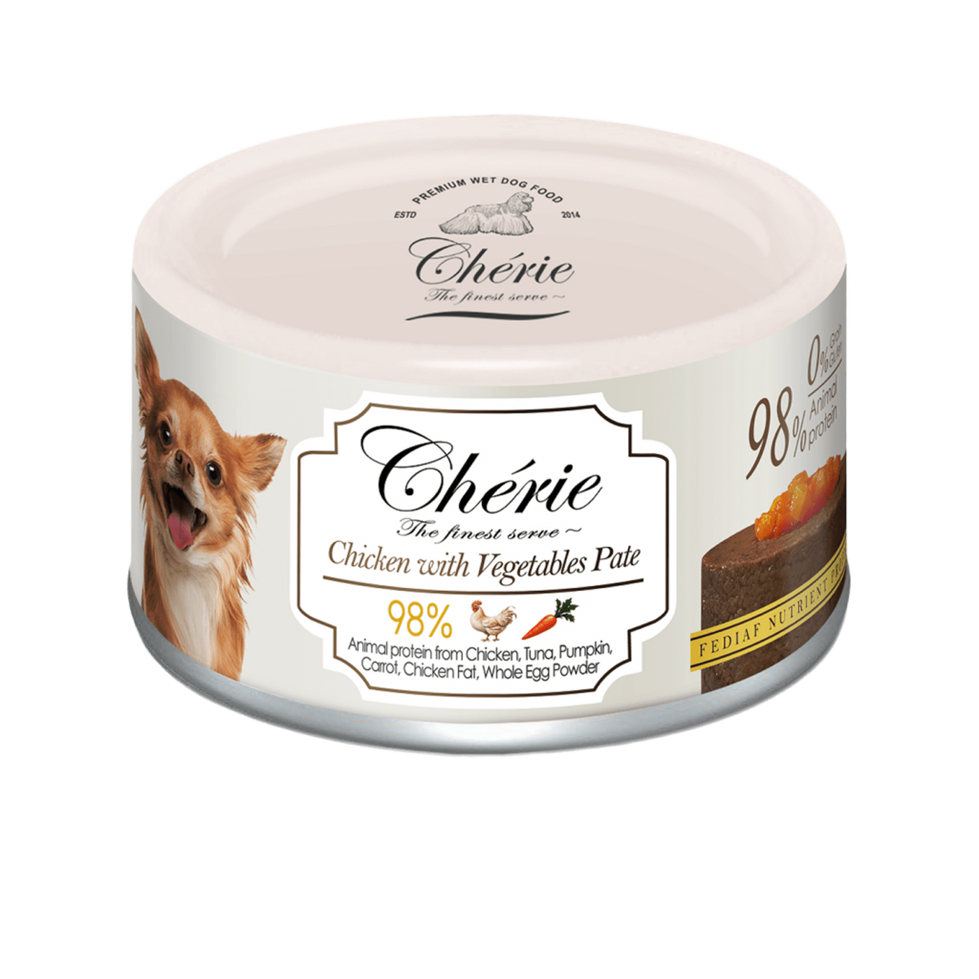Вологий беззерновий корм Cherie (Чері) Dog Grain Free Chicken & Vegetables Pate All Life Stages All Breeds для собак будь-якого віку та усіх порід паштет з м’ясом курки та овочами 80 г (арт CHT24706) original1