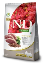 Сухий беззерновий корм Farmina (Фарміна) Dog N&D Quinoa Grain Free Duck, Broccoli & Asparagus Neutered Adult Mini для дорослих стерилізованих собак дрібних порід з м’ясом качки, броколі та спаржею 7 кг (арт 179485)
