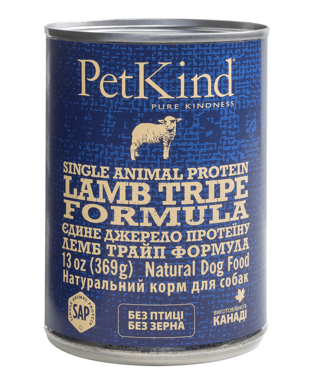 Вологий беззерновий корм PetKind (ПетКайнд) Dog Grain Free Lamb Tripe Single Animal Protein Formula All Life Stages All Breeds для собак будь-якого віку та всіх порід з м'ясом ягнятини та овечим рубцем 369 г (арт Pk00590) original1